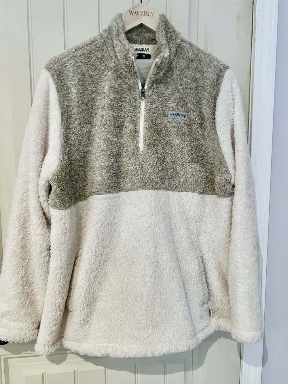 Magellan Outdoors Two-Tone Fleece Quarter-Zip - Cream & Taupe